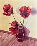 Oriental poppies and red vase